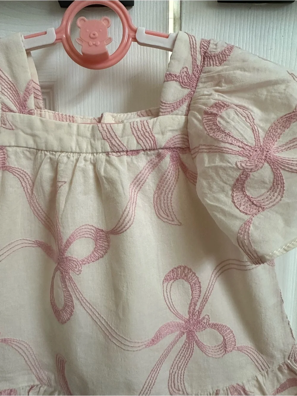 Zara White Dress with Pink Bow Print